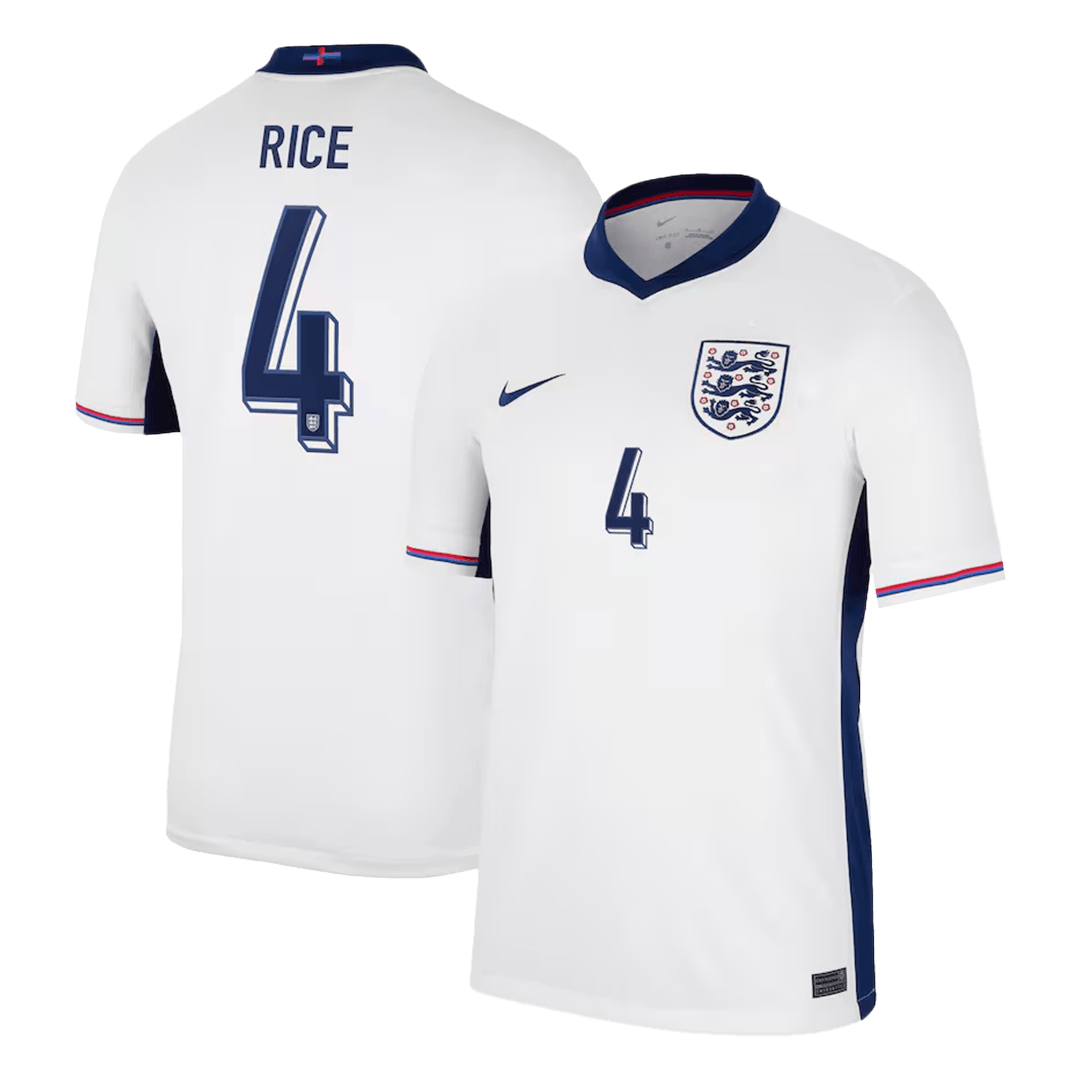 Custom RICE #4 England Soccer Jersey Home 2024