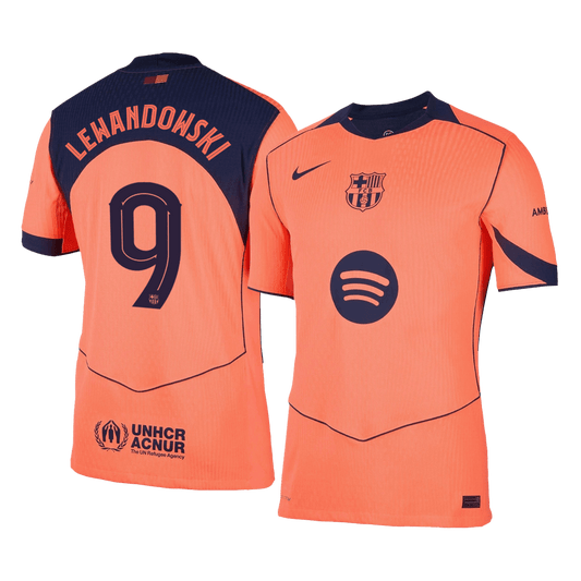 Autêntico LEWANDOWSKI #9 Barcelona Fora Terceira UCL Futebol Camisas 2025/26