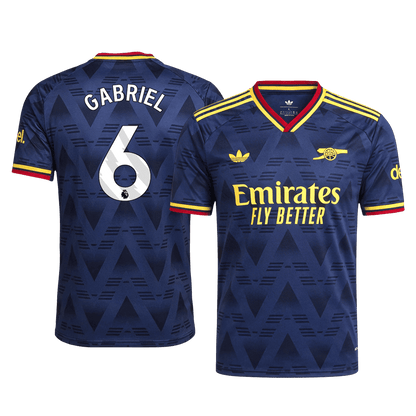 Versão do Jogador GABRIEL #6 Arsenal Fora Futebol Camisas 2026/27 Marinha