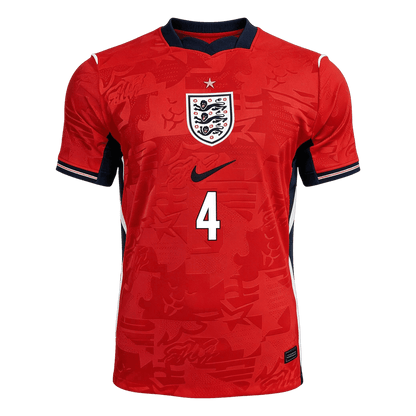 Versão do Jogador RICE #4 England Fora Copa do Mundo Futebol Camisas 2026 Vermelho