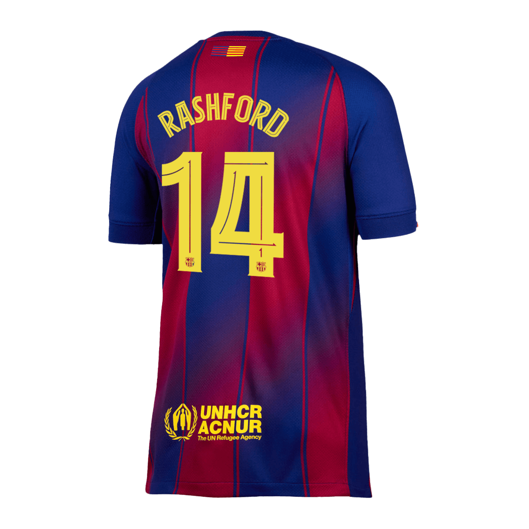 RASHFORD #14 Barcelona Casa Camisa 2025/26- Vermelho&Azul