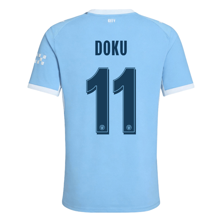 Versão do Jogador DOKU #11 Manchester City Casa Futebol Camisas 2026/27 Azul - UCL