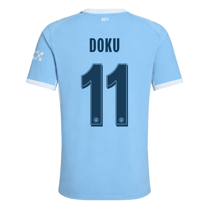 Versão do Jogador DOKU #11 Manchester City Casa Futebol Camisas 2026/27 Azul - UCL