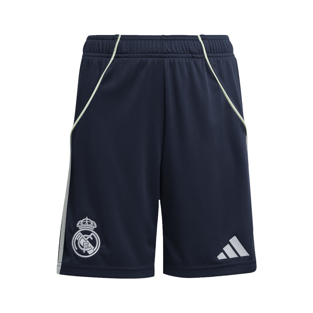 Real Madrid 
 Fora 
 Camisa 
Conjunto (Camisa + Calções + Meias) 
2025/26