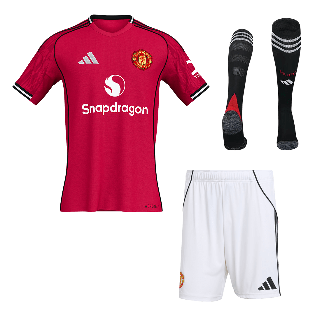 Manchester United Casa Camisa Conjunto (Camisa + Calções + Meias) 2025/26 Vermelho