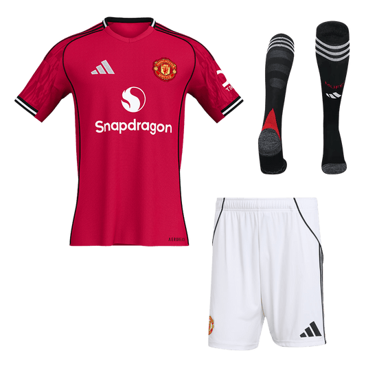 Manchester United Casa Camisa Conjunto (Camisa + Calções + Meias) 2025/26 Vermelho