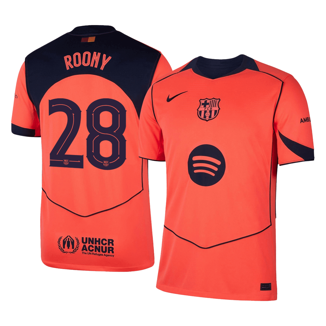 ROONY #28 Barcelona Fora Terceira Camisa 2025/26 Laranja