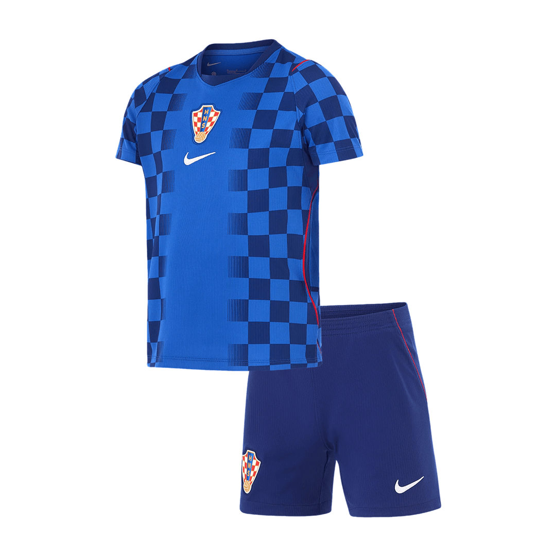 Croatia Infantil Fora Copa do Mundo Futebol Camisa 2026 Azul - camisola de futebol para adeptos em
