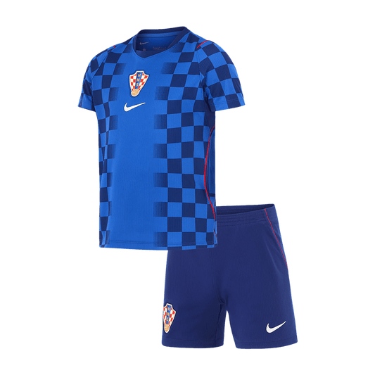 Croatia Infantil Fora Copa do Mundo Futebol Camisa 2026 Azul - camisola de futebol para adeptos em