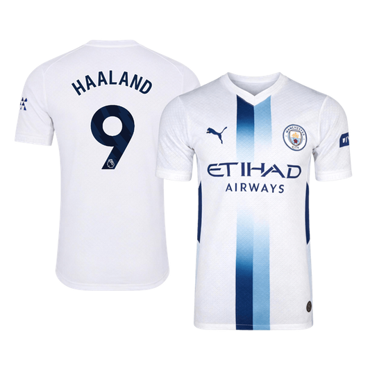 Versão do Jogador HAALAND #9 Manchester City Terceira Futebol Camisas 2026/27 Branco