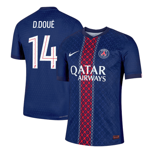 Autêntico D.DOUÉ #14 PSG Casa Futebol Camisas 2025/26 Marinha