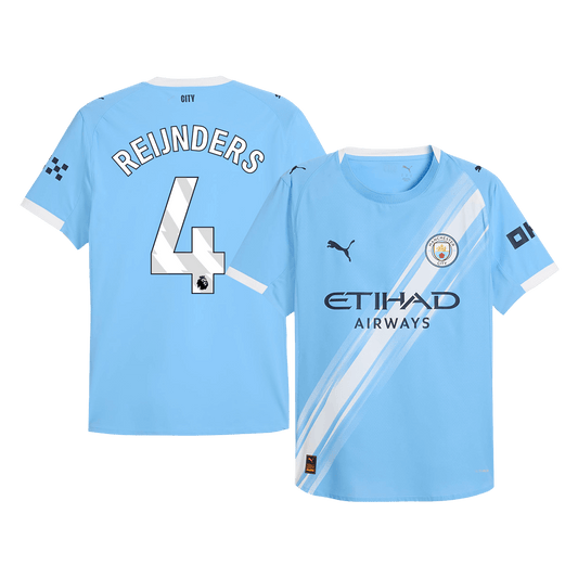 Jogador REIJNDERS #4 Manchester City Casa Futebol Camisas 2025/26 Azul