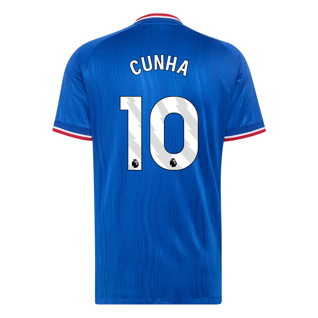 Versão do Jogador CUNHA #10 Manchester United Fora Futebol Camisas 2026/27 Azul