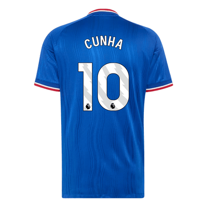 Versão do Jogador CUNHA #10 Manchester United Fora Futebol Camisas 2026/27 Azul