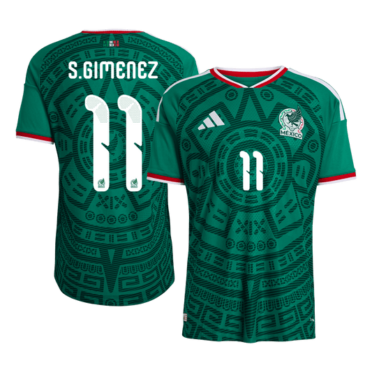 Versão do Jogador S.GIMENEZ #11 Mexico Casa World Cup Futebol Camisas 2026 Verde