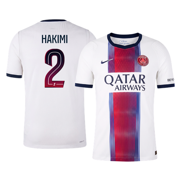 Versão do Jogador HAKIMI #2 PSG Fora Futebol Camisas 2026/27 Branco