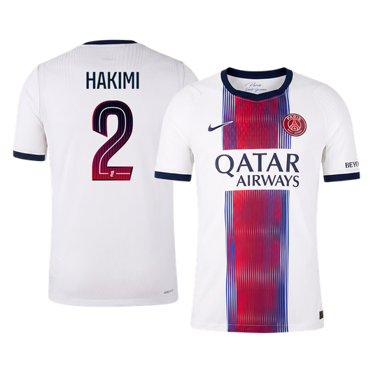 Versão do Jogador HAKIMI #2 PSG Fora Futebol Camisas 2026/27 Branco