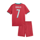 RONALDO #7 Portugal Infantil Casa Copa do Mundo Conjunto(Camisa+Calção) 2026 Vermelho