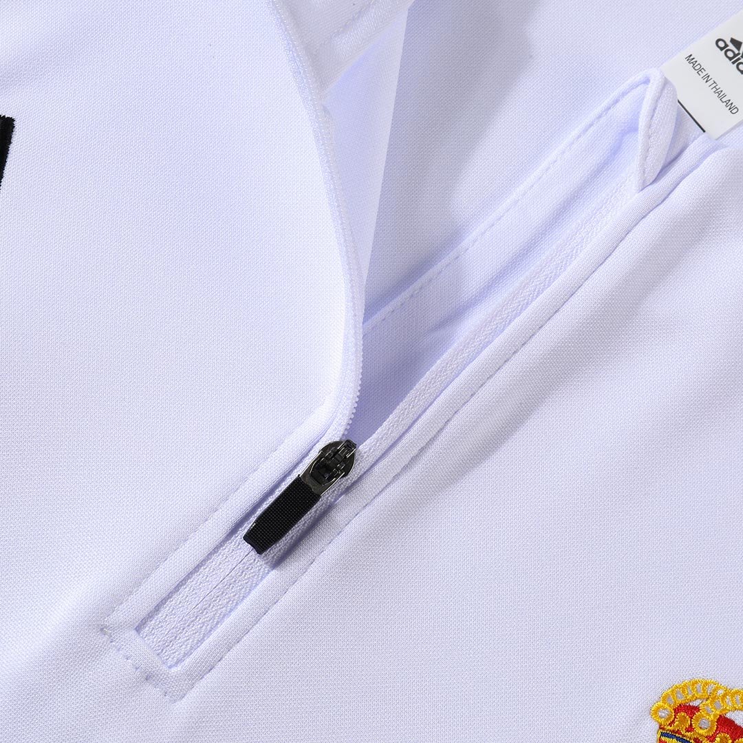 Real Madrid Zíper Moletom Conjunto (Top+Calças) 2025/26 Branco