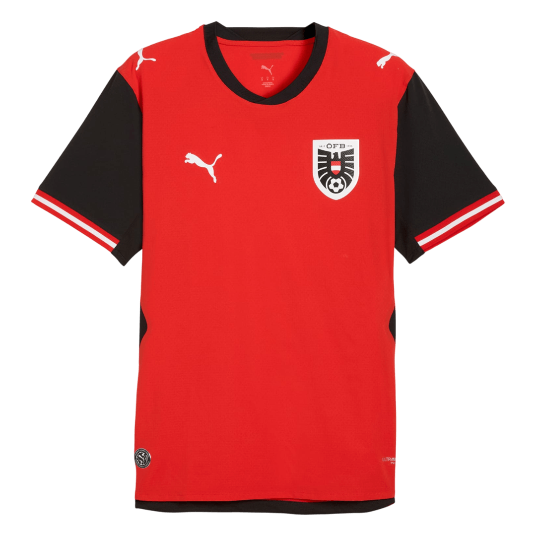 Versão do Jogador Áustria Casa Copa do Mundo Futebol Camisas 2026 Vermelho