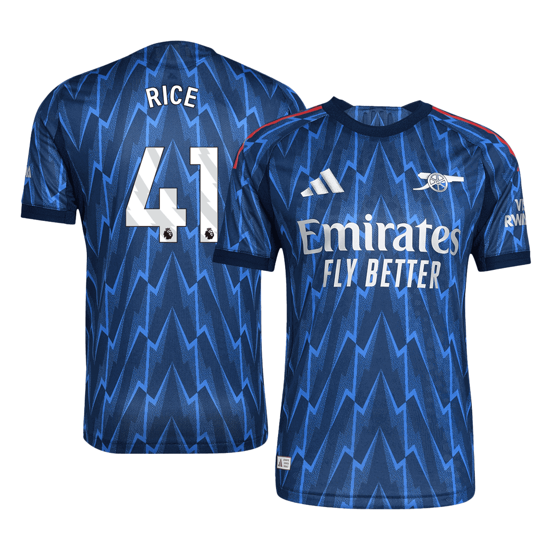 Autêntico RICE #41 Arsenal Fora Futebol Camisas 2025/26 Azul