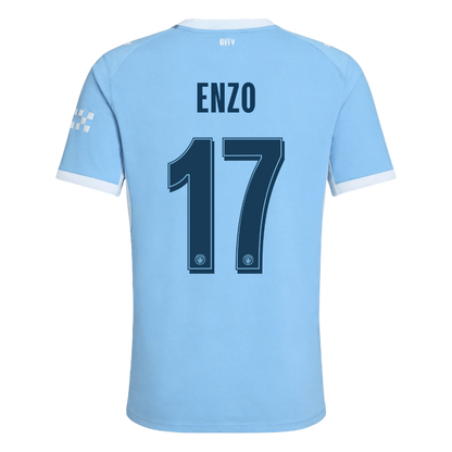 Versão do Jogador ENZO #17 Manchester City Casa Futebol Camisas 2026/27 Azul - UCL