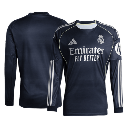 Real Madrid Fora Manga Longa Futebol Camisa 2025/26 Azul&Marinho