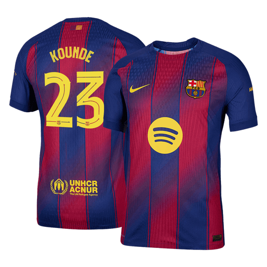 Autêntico KOUNDE #23 Barcelona Casa UCL Futebol Camisas 2025/26 - UCL