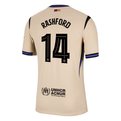 Autêntico RASHFORD #14 Barcelona Fora UCL Futebol Camisas 2025/26 Amarelo
