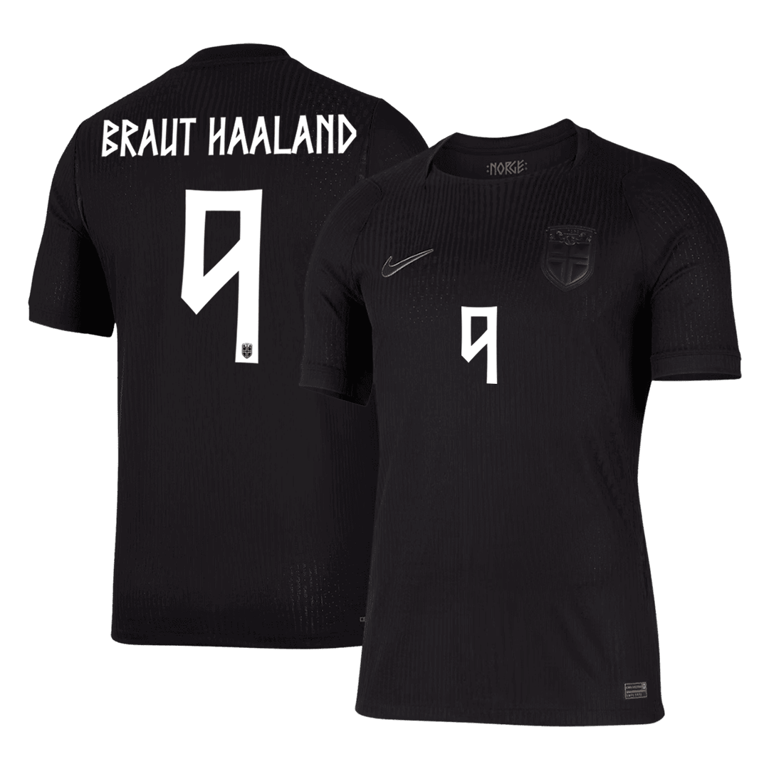 Versão do Jogador BRAUT HAALAND #9 Norway Fora Copa do Mundo Futebol Camisas 2026 Preto