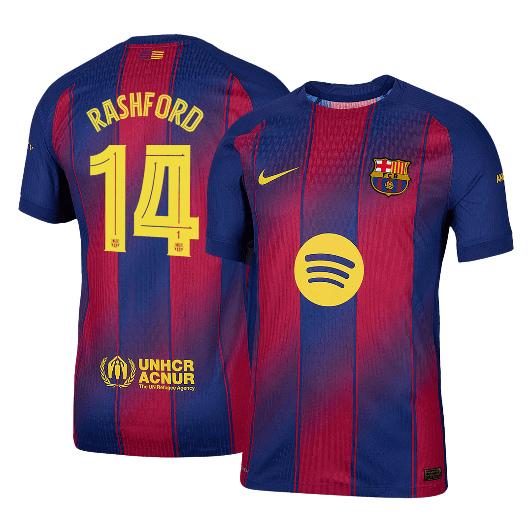 Autêntico RASHFORD #14 Barcelona Casa UCL Futebol Camisas 2025/26