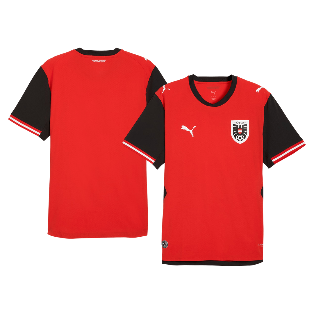 Versão do Jogador Áustria Casa Copa do Mundo Futebol Camisas 2026 Vermelho