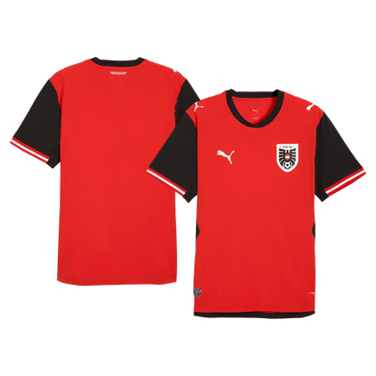 Versão do Jogador Áustria Casa Copa do Mundo Futebol Camisas 2026 Vermelho