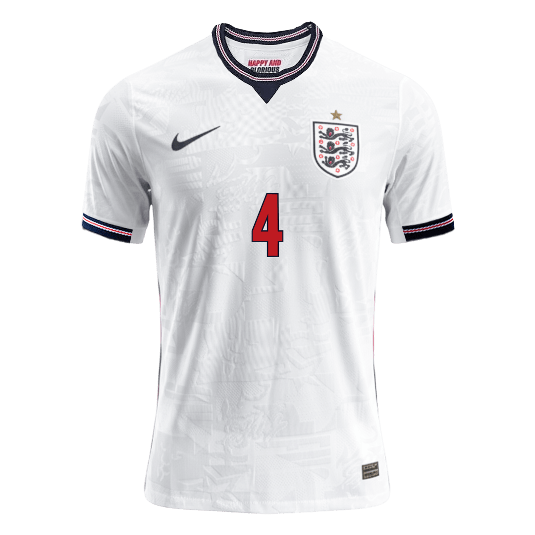 Versão do Jogador RICE #4 England Casa Copa do Mundo Futebol Camisas 2026 Branco