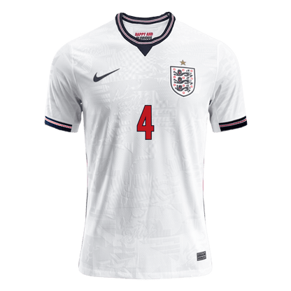 Versão do Jogador RICE #4 England Casa Copa do Mundo Futebol Camisas 2026 Branco