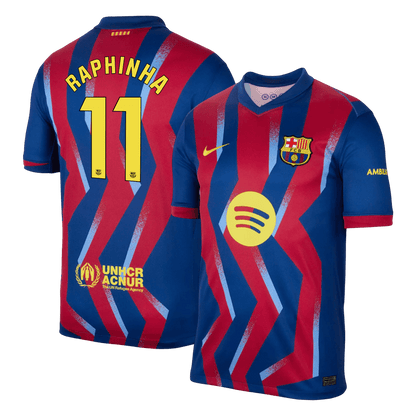 RAPHINHA #11 Barcelona Quarta Camisa 2025/26 Vermelho&Azul