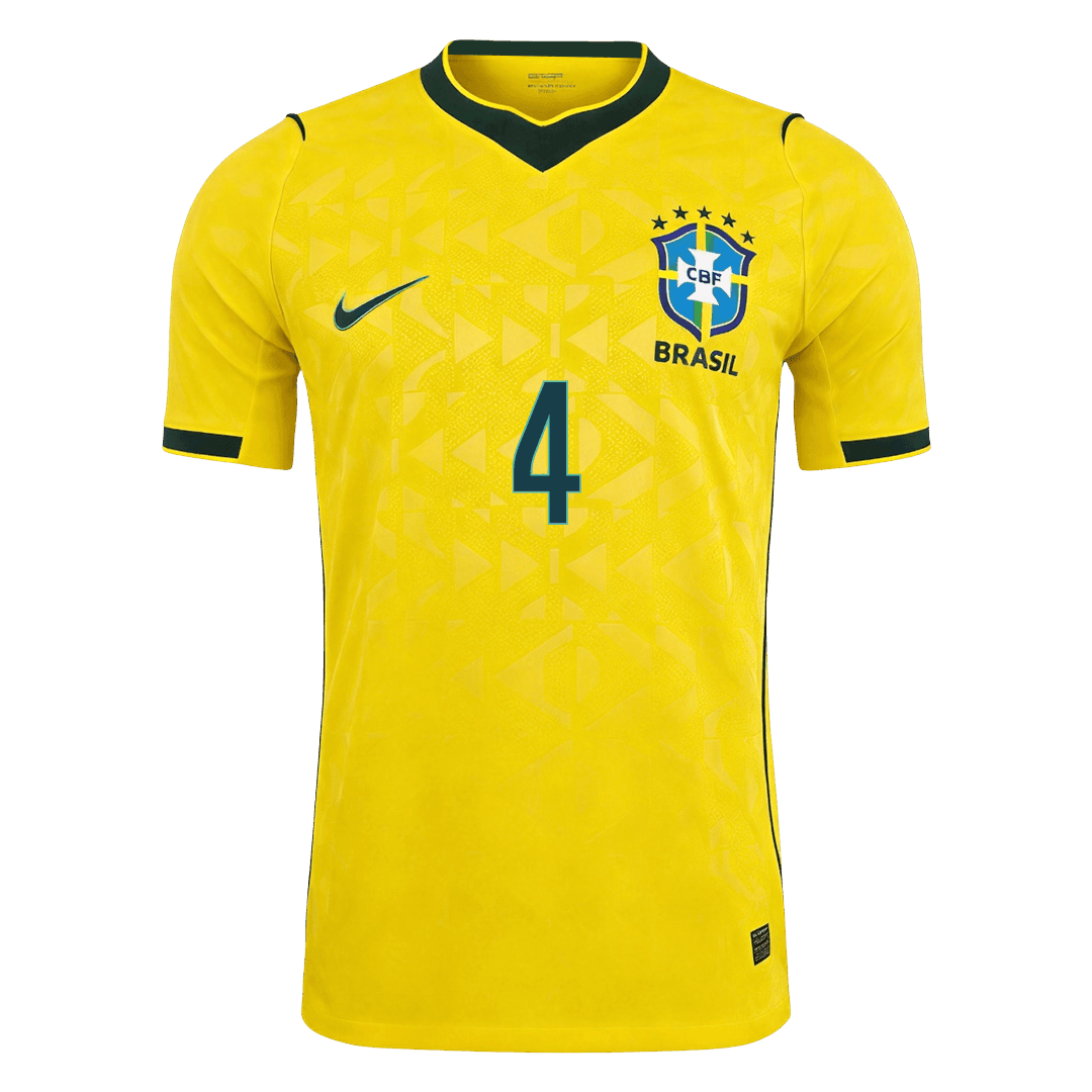 Versão do Jogador MARQUINHOS #4 Brazil Casa Copa do Mundo Futebol Camisas 2026 Amarelo