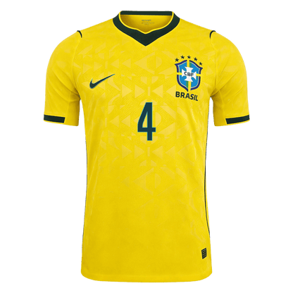 Versão do Jogador MARQUINHOS #4 Brazil Casa Copa do Mundo Futebol Camisas 2026 Amarelo