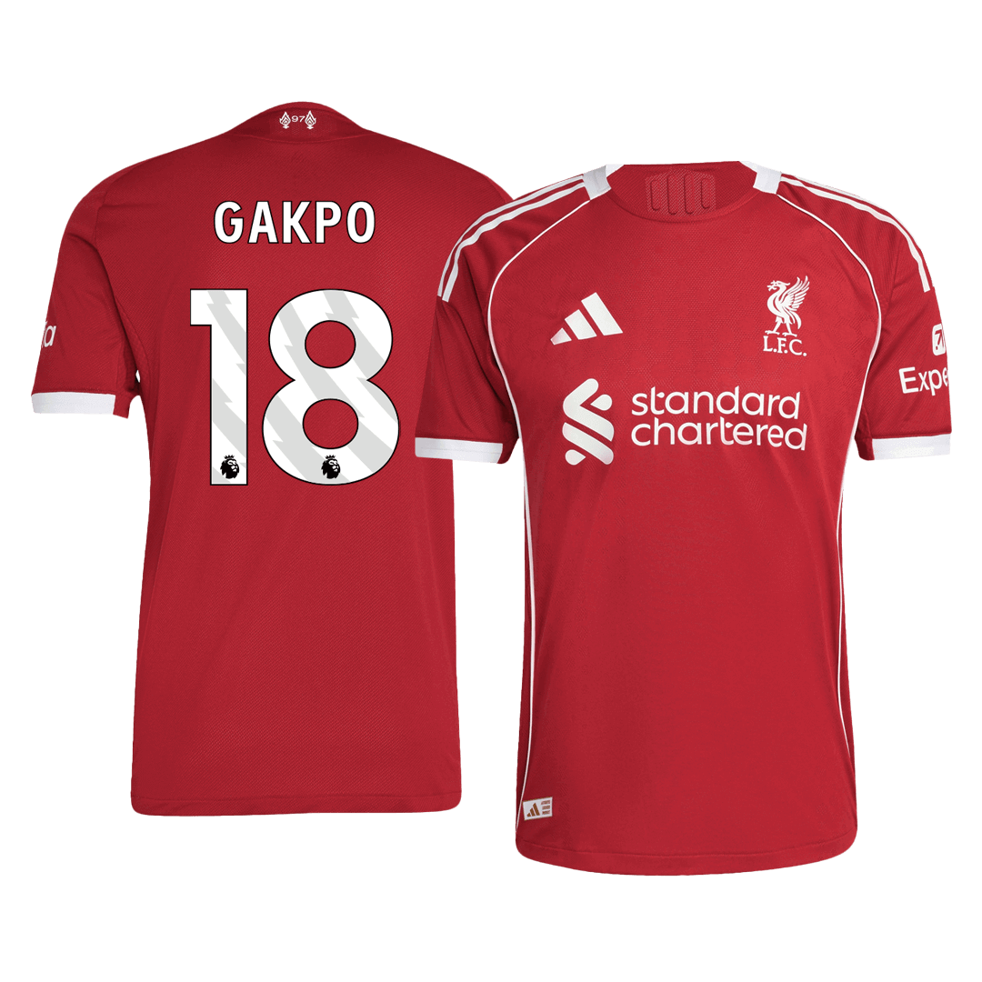 Jogador GAKPO #18 Liverpool Casa Futebol Camisas 2025/26 Vermelho