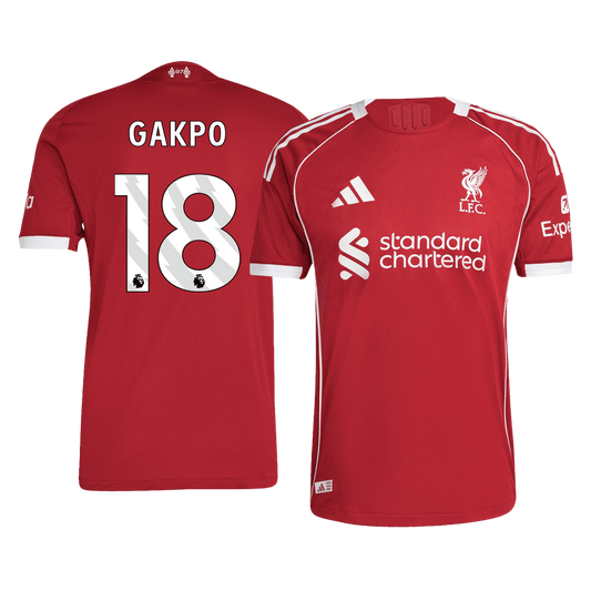 Jogador GAKPO #18 Liverpool Casa Futebol Camisas 2025/26 Vermelho