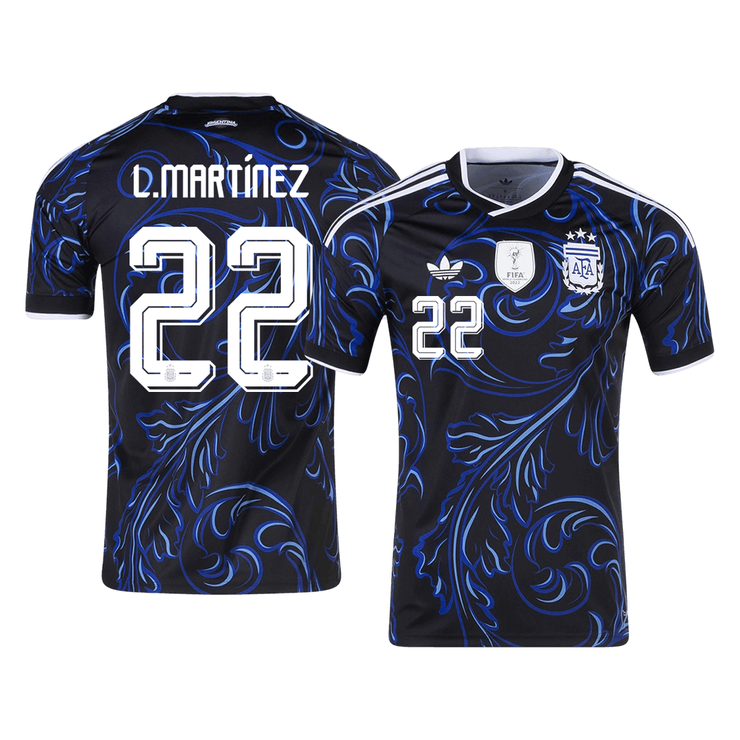 L. MARTÍNEZ #22 Argentina Fora Copa do Mundo Camisa 2026 Preto