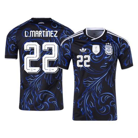 L. MARTÍNEZ #22 Argentina Fora Copa do Mundo Camisa 2026 Preto