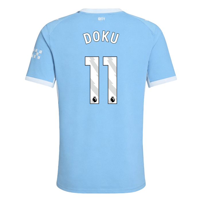 Versão do Jogador DOKU #11 Manchester City Casa Futebol Camisas 2026/27 Azul