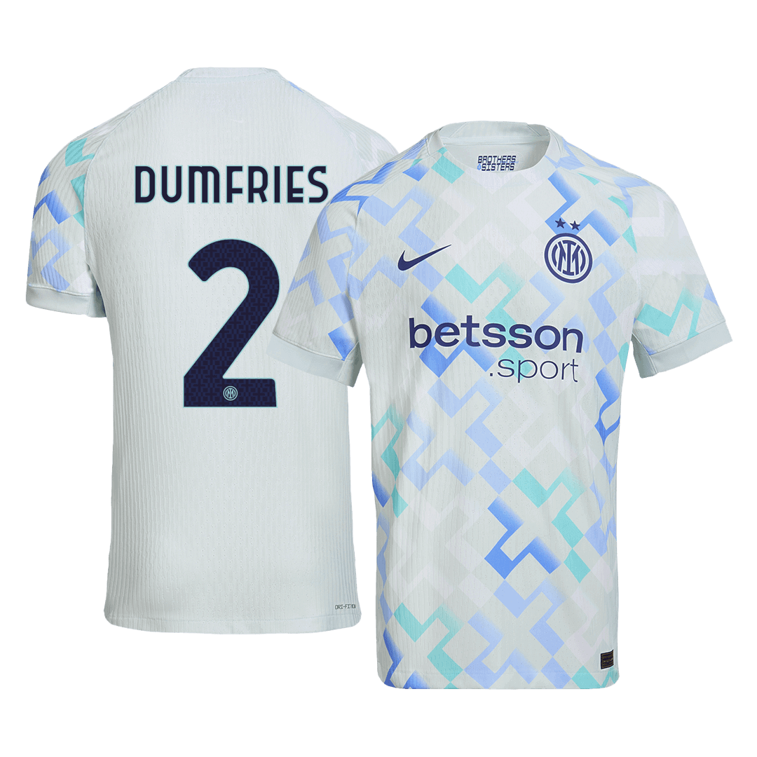 Autêntico DUMFRIES #2 Inter Milan Fora Futebol Camisas 2025/26 Azul