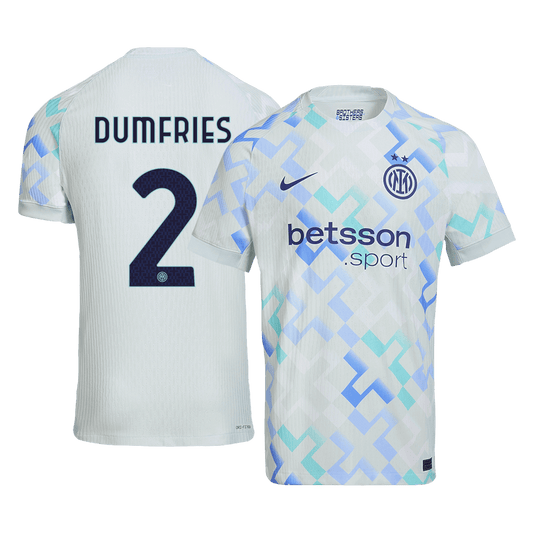 Autêntico DUMFRIES #2 Inter Milan Fora Futebol Camisas 2025/26 Azul