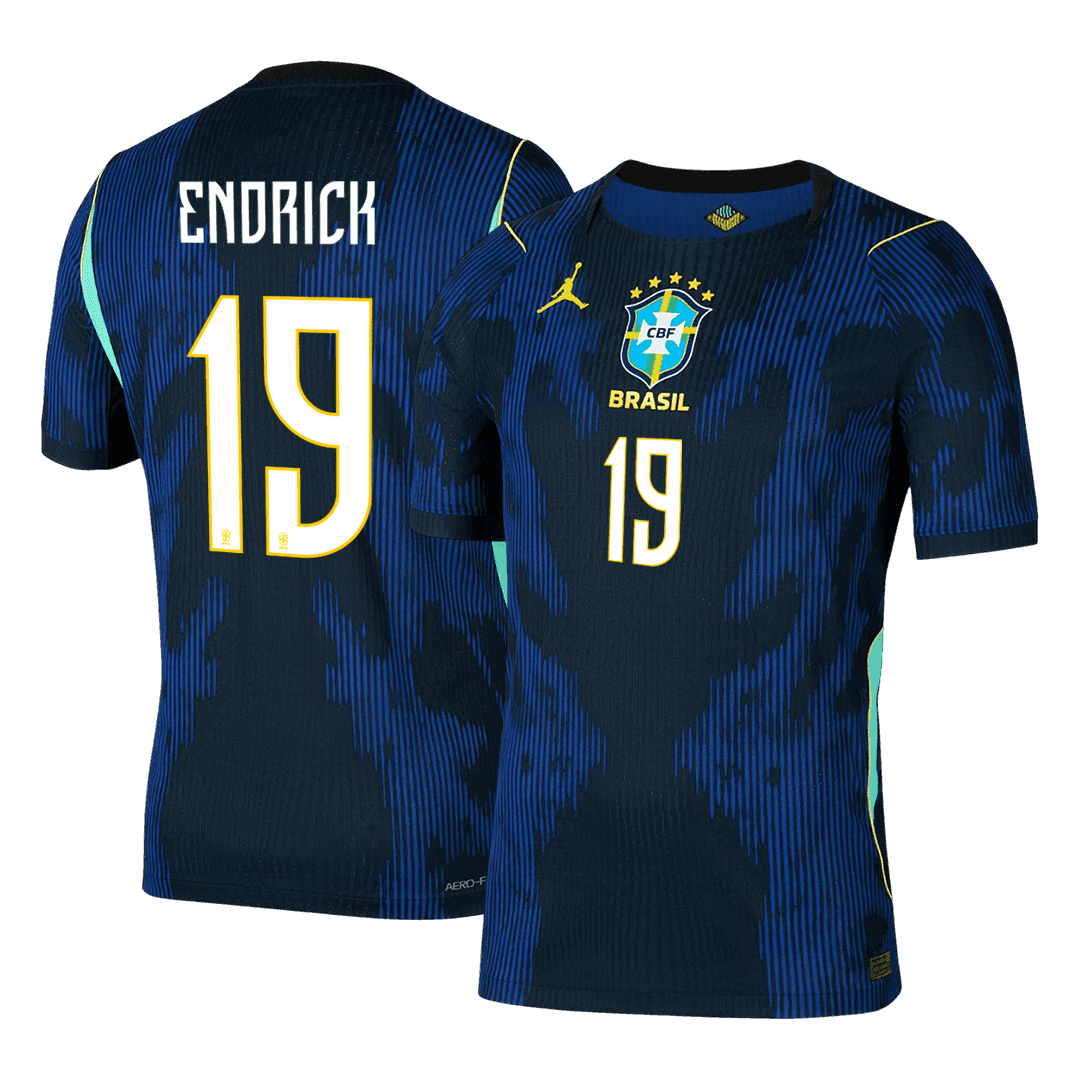 Versão do Jogador ENDRICK #19 Brazil Fora Copa do Mundo Futebol Camisas 2026 Marinha