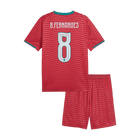 B. FERNANDES #8 Portugal Infantil Casa Copa do Mundo Conjunto(Camisa+Calção) 2026 Vermelho
