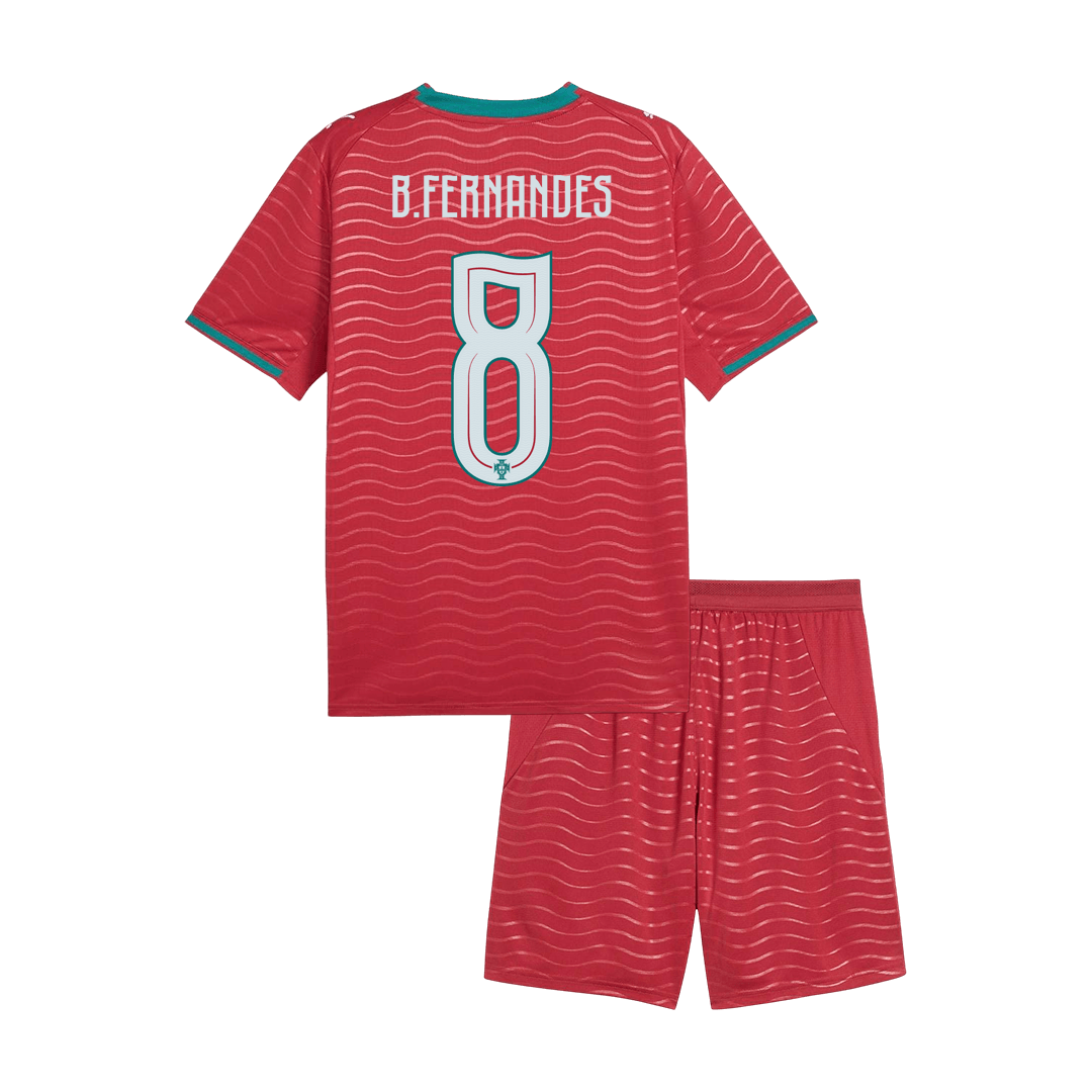 B. FERNANDES #8 Portugal Infantil Casa Copa do Mundo Conjunto(Camisa+Calção) 2026 Vermelho