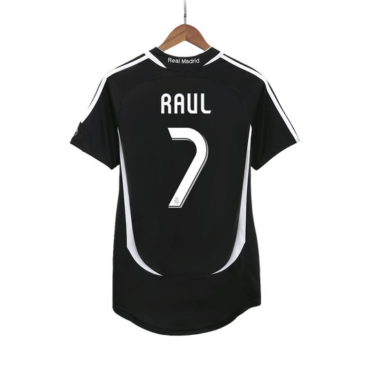 Camisola Retro Real Madrid RAUL #7 Fora de Casa Camisola de Futebol 2006/07