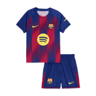 Barcelona 
Casa 
Camisas Infantis 
Conjunto 2025/26 
 Piros-Kék